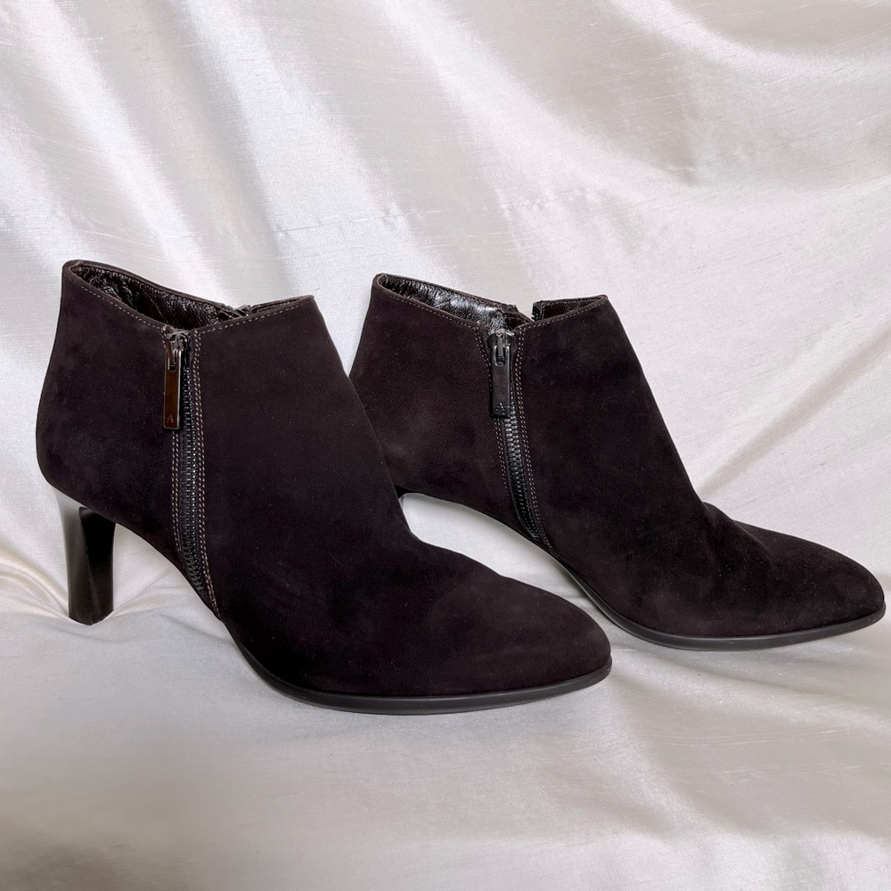 Aquatalia Brown Suede Ankle Zip Bootie-